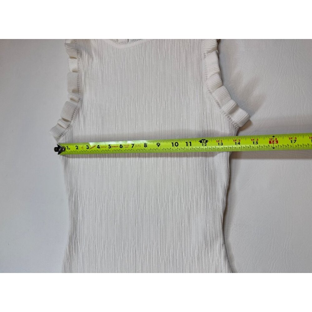 Eighteen White Textured Sleeveless Midi Dress Ruffled Mock Neck Medium (R346) - Picture 3 of 7